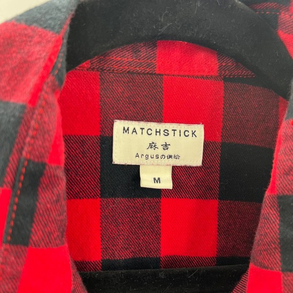 Matchstick Buffalo Red Black Flannel Button Front Shacket Women's Medium - Picture 5 of 7